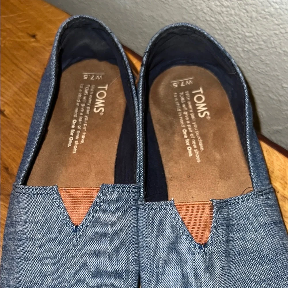 Toms Blue and Brown Espadrilles Casual Slip-Ons
